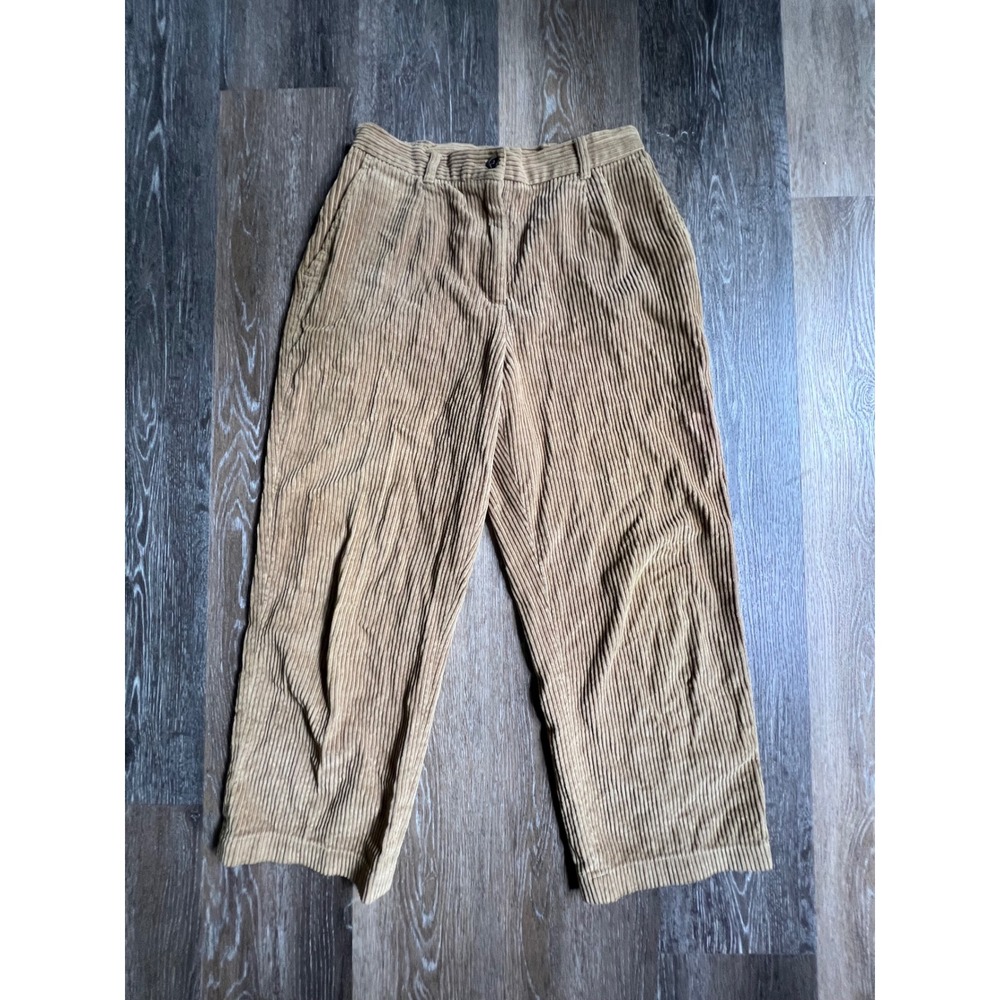 Appleseed's‎ Corduroy Pants Women Size 6 Tan Khaki Wide Leg Pleated Cotton 1217